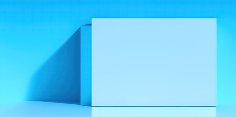 Empty blue table for product with blue wall background.
