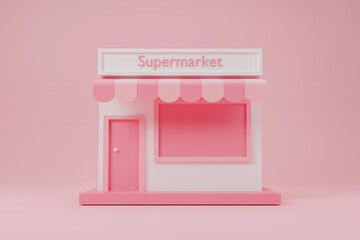 Marketplace on background as 3d rendering.