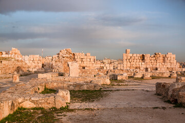 Citadel archeological park in Amman, Jordan. Roman ancient ruins. 