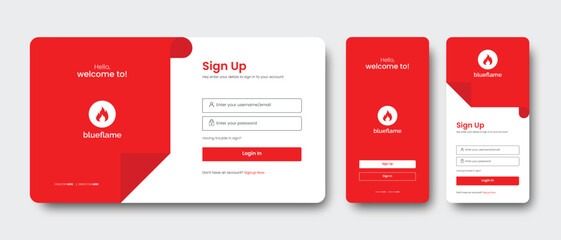 set of sign up & sign in forms. professional mobile app sign in page. register page vector illustration. 
