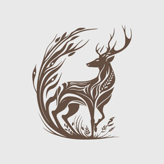 Modern abstract vector deer logo template