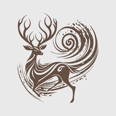 Modern abstract vector deer logo template