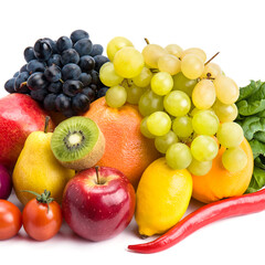 Naklejka na ściany i meble Fruits and vegetables isolated on white .