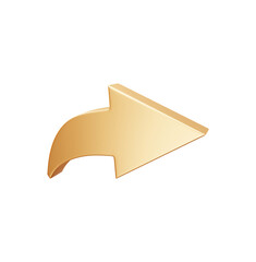 Golden direction arrow 3d rendering illustration