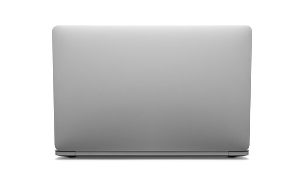 The back view of the new laptop isolated on white