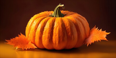 Seasonal background Image with Pumpkin on Orange color.