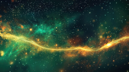a golden line in the universe, crack in time and dimension, wallpaper artwork, ai generated image