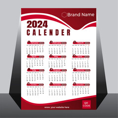 Desk calendar for 2024 year in clean minimal style. Corporate Business design planner template. Week Starts on Sunday. Set of 12 Months. Ready for print. trendy background, vector layout, printing