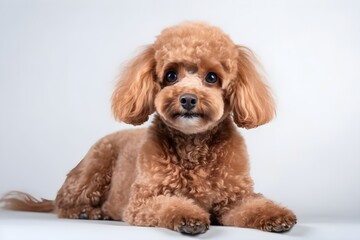 Studio poodle portrait isolated on white background, ai generated