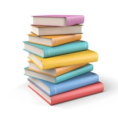 Stack of colorful books on white background, ai generated