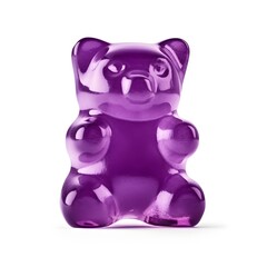 Violet gummy bear isolated on white background, ai generated