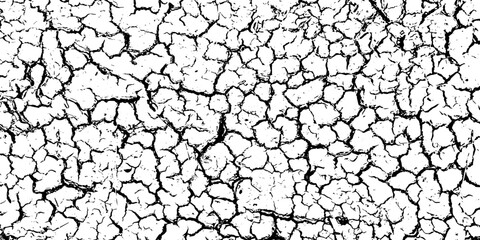 Cracked ground surface texture. Vector illustration. Monochrome background of coarse soil