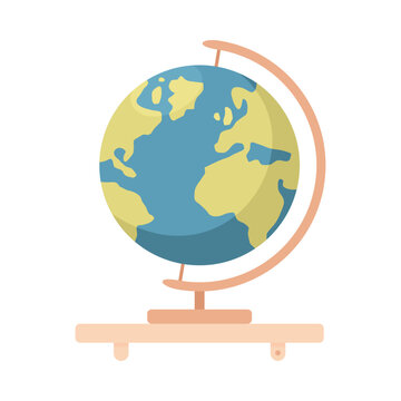 School Globe Model on Leg for Study Vector Illustration