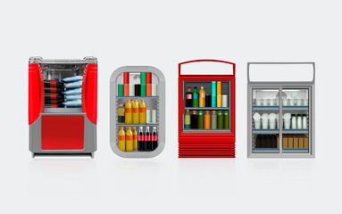 Small fridges isolated mockup. Suitable for presenting new cans, bottles, packaging and label designs among many others.