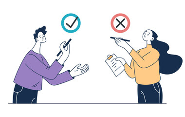 Agree disagree data abstract concept. Vector design graphic illustration