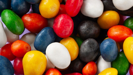 Candy dragee background. A bunch of multi-colored dragee candies for the whole frame