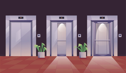 Open elevator lift door with light isolated concept. Vector design graphic illustration  © PrettyVectors