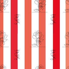 red and white pattern with hand-drawn flowers 
