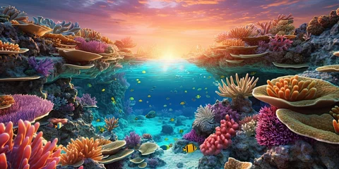 Poster coral reef with fish © Ross