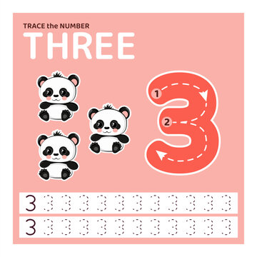 Trace number two. Learning to count and write.