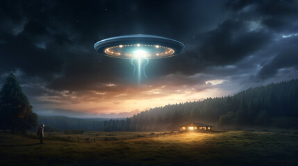 Naklejka na ściany i meble Celestial Encounters: An Enigmatic Tribute to UFO Day