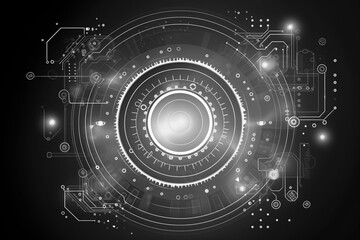 Abstract technology background with gear wheel and circuit board. Generative AI
