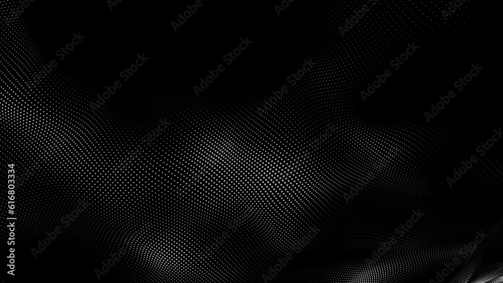 Wall mural dot white black wave technology texture background. abstract big data digital concept. 3d rendering.