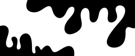 black liquid frame on transparent white background clip art, with space for text