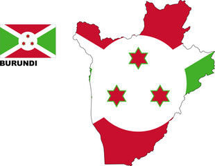 Burundi Country Map Flag Illustration