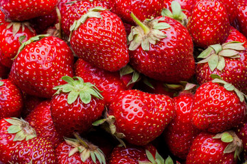 Ripe organic strawberries full frame background