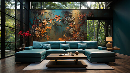 A Nature First Living Accent Wall: A Fusion of Art and Nature for Modern Spaces Powered by Multiple AI Models