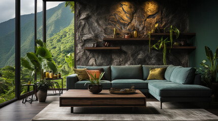 A Nature First Living Accent Wall: A Fusion of Art and Nature for Modern Spaces Powered by Multiple AI Models