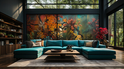 A Nature First Living Accent Wall: A Fusion of Art and Nature for Modern Spaces Powered by Multiple AI Models