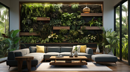 A Nature First Living Accent Wall: A Fusion of Art and Nature for Modern Spaces Powered by Multiple AI Models