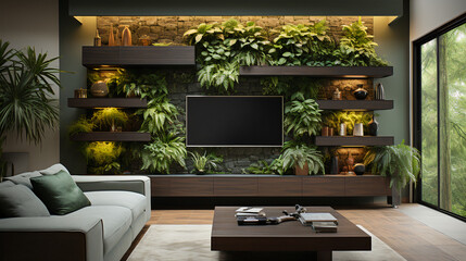 A Nature First Living Accent Wall: A Fusion of Art and Nature for Modern Spaces Powered by Multiple AI Models