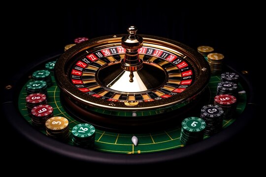 Bitcoin Casino Roulette Wheel - Claim Your Deposit Bonus Today (Background). AI