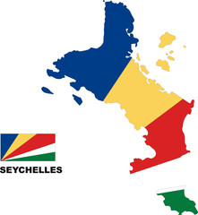 SEYCHELLES Country Map Flag Illustration