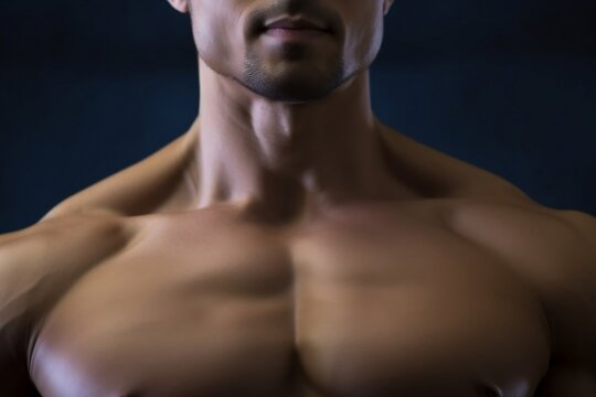 Fit Man's Close-Up of a Slim Fitness Body. AI