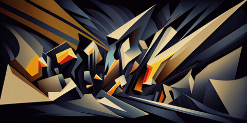 Abstract dark cubism wallpaper background illustration