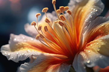 Fototapeta na wymiar Surreal flower petals closeup and macro, beautiful floral abstract background, AI Generated