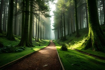 path in the woodsgenerated by AI technology 