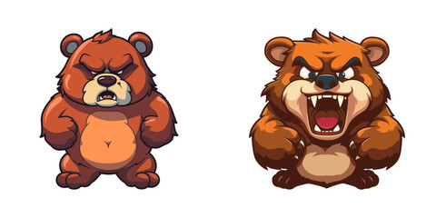Angry bear icon. Cartoon vector illustration.