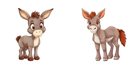 Cute cartoon donkey. Vector illustration.