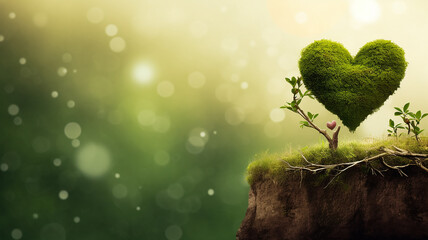 green heart shaped eco care concept. Generative AI