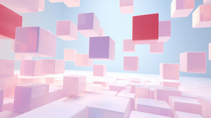 3d render floating cubes background, AI generated.