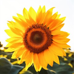 Vibrant yellow sunflower standing tall in a green field under a blue sky created with generative ai technology