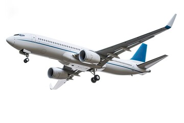 Obraz premium Commercial jet airplane soaring through a clear blue sky created with generative ai technology