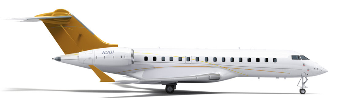 new passenger plane right side view travel concept 3d render on white