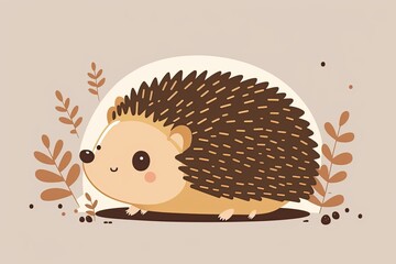 sweet hedgehog resting among autumn leaves. Generative AI