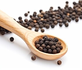 milled black pepper isolated on white background. Created with Generative AI technology.